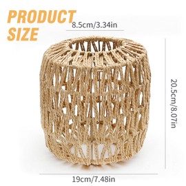 Pendant Classic Paper Rattan Boho Handwoven Wicker Lampshade Basket Lamp Shade for Living Room Kitchen Bedroom Restaurant Dining Room