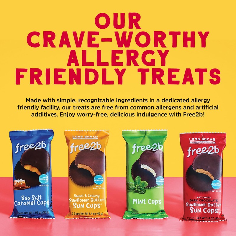Free2b Sea Salt Caramel Mini Cups, Safe for School and