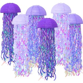 ADLKGG Purple Jellyfish Paper Lanterns, Under The Sea Party Decorations, Hanging Jelly Fish for Mermaid Ocean Themed Birthday Party Decorations, Baby Shower Classroom Decor, 6PCS