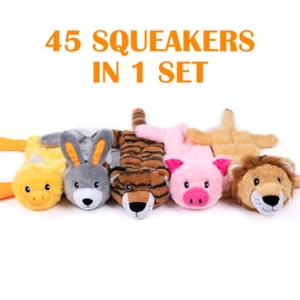 Nocciola 5 PCS Less Stuffing Dog Squeaky Toys for Aggressive Chewers, Durable Plush Dog Toy Set with Stuffed Head for Small to Large Dogs