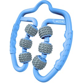 MZDXJ Upgraded Fit Roller Pro, 6-Wheel Fascia Muscle Roller,Massage Roller for Deep Tissue Massage, Muscle Soreness Relief, Thigh, Calf, Arm, Shoulder Cellulite Reduction(Blue-Gray)