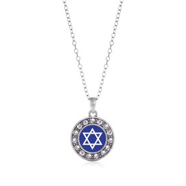 Inspired Silver - Star of David - Silver Necklace for Women - Circle Pendant Chain Necklace Jewelry Gift with Cubic Zirconia - Women's Necklace Charm with Lobster Claw Clasp