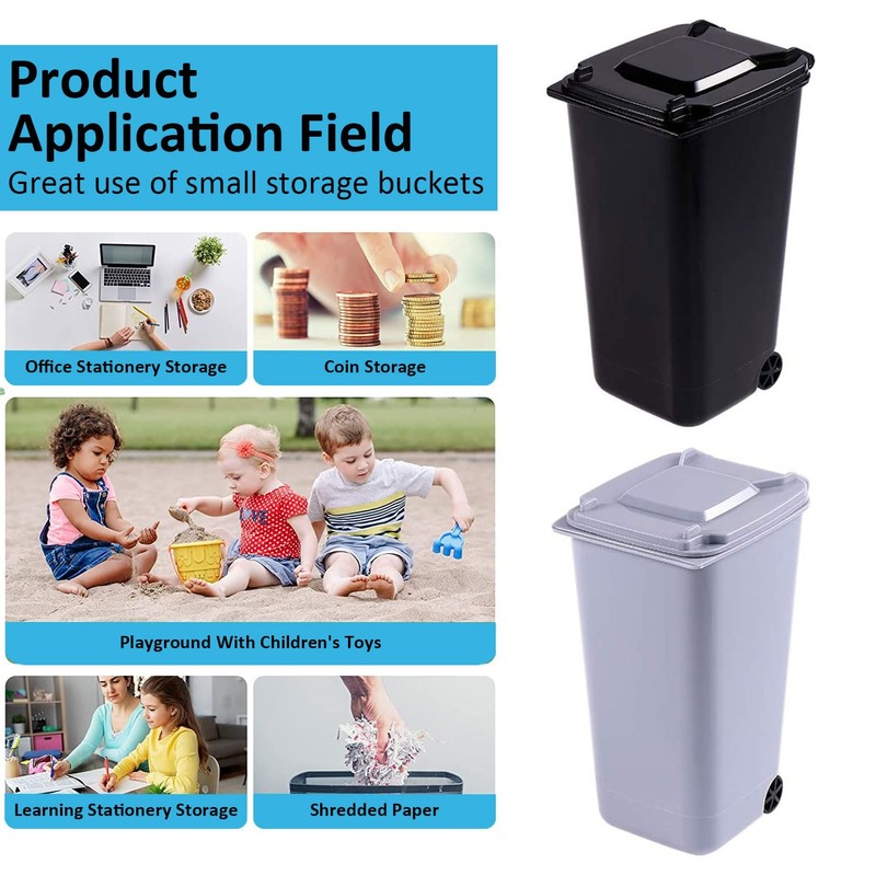TAIANJI Pack of 2 Mini Plastic Table Rubbish Bin with