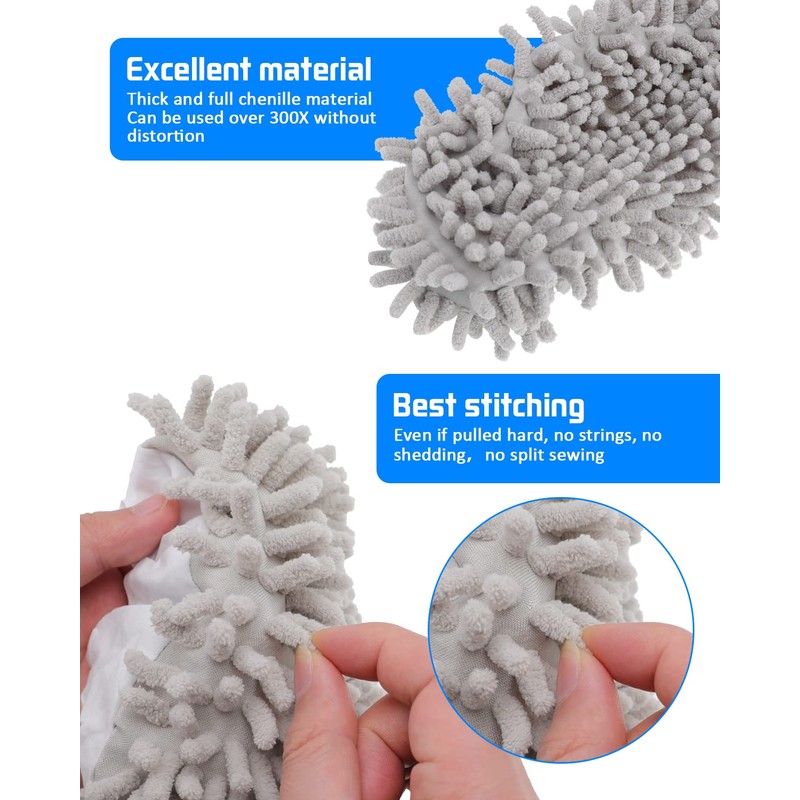 WellMall 8 Pcs Mop Slippers Socks Floor Cleaning,Microfiber Shoe Covers