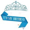 GAFATORY Birthday Sash Blue It's My Birthday Sash and Crown