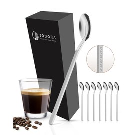 JODORA Design Espresso Spoon, Matte Silver, Set of 6 Espresso Spoons, Small, High-Quality Mocha Spoons Made of Rustproof Stainless Steel, Sturdy 10 cm Small Spoons, Dishwasher Safe