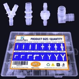 40Pcs Check Valves kit, 16-Size Plastic Hose Barb Fittings Assortment and Check valve, L Fitting, Y Fitting, one way valve for liquid, Gas, oils tubing（1/8"，5/32"，1/4"，5/16"）