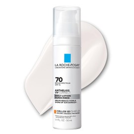 La Roche Posay Anthelios UV Correct Sunscreen Moisturizer SPF 70, hidratante facial antienvejecimiento diario con protector solar y niacinamida para igualar el tono de la piel y las líneas finas, pro