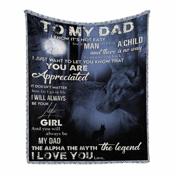 Personalized Custom Name Message Blanket to My Dad from Daughter, You are Appeciated I'll Always be Your Little Girl, Super Soft Warm Elegant Cozy Home Throw Blanket 30 x 40 Inches