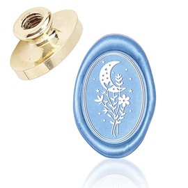 CRASPIRE Wax Seal Stamp Head Moon Leaves Sealing Stamp Oval Heads Only Removable Sealing Brass Stamp Head for Decorating Wedding Letters Invitations Envelopes Gift Packing