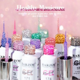 RARJSM Reflective Glitter Nail Art Gel Liner Flash Diamond Painted Polish 12 Colors 5ml Sparkle Silver Brown Hot Pink Green Black Pigment UV LED Soak off Curing Requires for Design