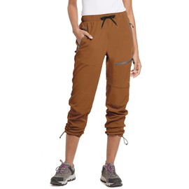 baleaf Women's Hiking Pants Quick Dry Water Resistant Lightweight Joggers Pant for All Seasons Elastic Waist Caramel Size M