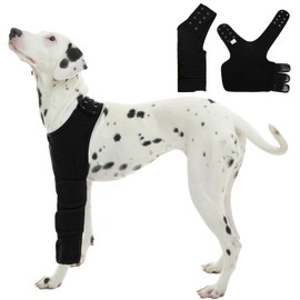Hjyokuso Dog Recovery Sleeve - For Front Left Leg Injury And Surgery, Breathable & Elastic Design With Velcro, Anti-Licking, Good For Joint Pain Or Skin Issues - Black XXL
