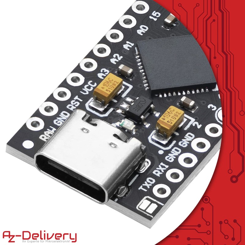 AZDelivery 5 x Pro Micro ATMEGA32U4 5V/16MHz Development Board Microcontroller