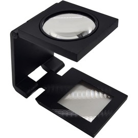 Pack of 2 Mini Folding Magnifier, 10 x Screen Magnifier Folding with Scale on Zinc Alloy, Dimmable Large Handheld Magnifier for Seniors, Jewelers, Crafts, Books, Coins, Macular Degeneration,