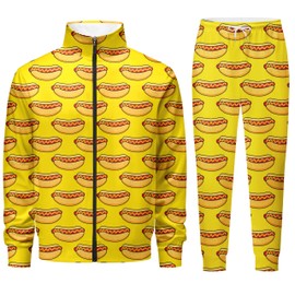 COCYPAN 010 Hot Dog Costume,hot dog gifts,leisure suits for men,funny suits,mens 2 piece sweatsuits sets,Mens Sweatsuit Set,Men'S Tracksuits,Sweatsuit For Men,Men Joggers,010-S