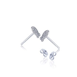 Sterling Silver Micropave Petit Jesus Fish Stud