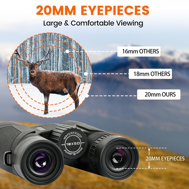 12x50 HD Binoculars for Adults High Powered, Super Bright BAK4