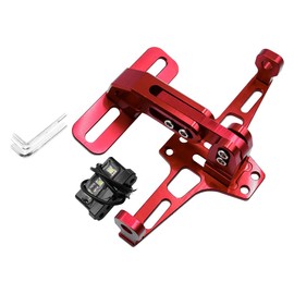 FONGKNOX Motor Bike Registration Plate Holder Red with LED Light Aluminum Alloy Adjustable Extendable Tail Tidy Bracket Moto Accessories License Number Plate Holder Modifications Replacement