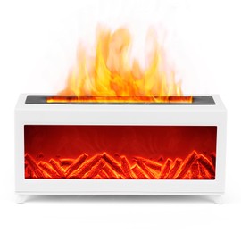 PATNOLE Essential Oil Diffuser,Fireplace Colorful Flame Diffuser,220ml Aromatherapy Diffuser for Home, Bedroom, Office, Timer or Waterless Auto-Off. (White)