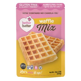 Better Batter Waffle Mix | Certified Kosher, Vegan & Gluten Free Mix for Baking Top 9 Allergen-Free Perfect for Fluffy Waffles! Just Add Water, Eggs & Butter Hostess Kitchen Cooking Gifts 1LB Pouch