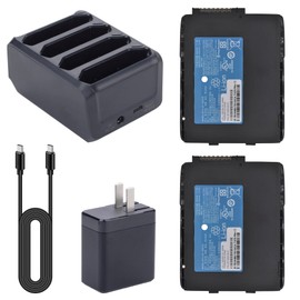 2-Pack Battery with Charger for Zebra Symbol TC70 TC72 TC75 TC77 TC700h TC700k TC720l TC75x TC75EK TC75AH TC75GK TC700H TC700K TC77HL 4-Slot Charging Cradle Charging Accessories for Scanner