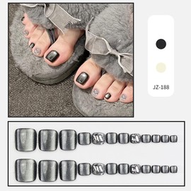 SEMTIM JZ-188 Nail Tips, 24 Pieces, Thumb False Nails, Foot Nails, Reusable Gel, Nail Tips, Summer Nail Tips, Summer, Weddings, Coming-of-Age Ceremonies, Easy for Feet