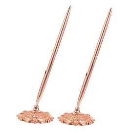 Ciieeo 2pcs Signing Pen Wedding Pen Pretty Pens Women Ink Gold Decor Bank Table Pens Guest Book Pen and Stand Rose Gold Office Supplies Journaling Pens Holders Gold Pen Holder Tip Metal
