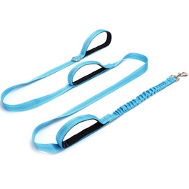 BTINESFUL 8ft Dog Leash with 3 Handles, Triple Handle, Reflective, Shork Absorbing Bungee, Control Safety Training for Large Medium Dogs (Blue)