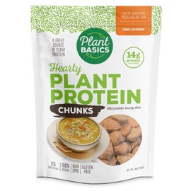 Plant Basics - Hearty Plant Protein - Unflavored Chunks, 1 lb (Pack of 2), Non-GMO, Gluten Free, Low Fat, Low Sodium, Vegan, Meat Substitute