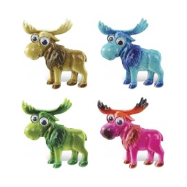 COTA Global Moose Refrigerator Bobble-Eye Magnets Set of 4 - Assorted Color Fun Cute Wild Animal Bobble Magnets for Kitchen Fridge & Locker, Home Decor, & Cool Office Decorative Novelty - 4 Pack