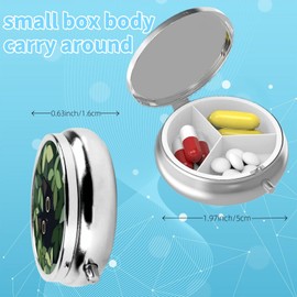 3 Compartment Travel Pill Case, Sealed Portable Pill Container Mini Size Metal Pill Box for Pocket Purse, Three Times a Day Pill Organizer for Men, Women and Children - The Black Cat in The Grass
