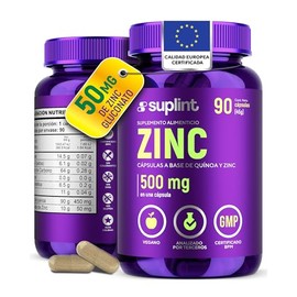 Gluconato de Zinc 50mg con Quinoa – para Apoyo a Inmunidad, Piel, Corazón y Cerebro – Suplemento Vegano, Sin OGM – 90 Cápsulas