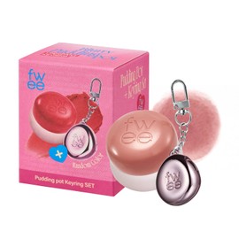 fwee Lip&Cheek Blurry Pudding Pot + Pendant Keyring | Without | Random Colored Keyring | Makeup Blush, Buildable Lightweight, Multi-Use Soft Matte Finish | 5g