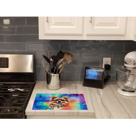 Caroline's Treasures DAC2540LCB Pomeranian Hippie Dawg Glass Cutting Board Large Decorative Tempered Glass Kitchen Cutting and Serving Board Large Size Chopping Board