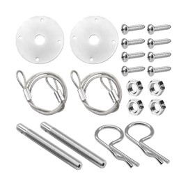 Mandark Car Hood Pins Kit, Stainless Steel Automotive Engine Hood Pin Lock Clip with Racing Lanyard, Vehicle Exterior Engine Cover Lock Accessories, Universal for RV, SUV, Truck (Silver)