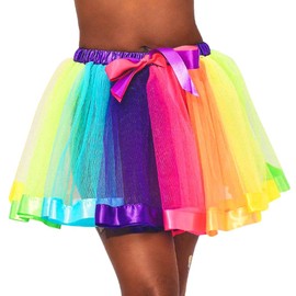 TWINKLEDE Women Rainbow Tutu Skirt Colorful Rave Clown Costume Tutus Skirt for Adult (A Rainbow)