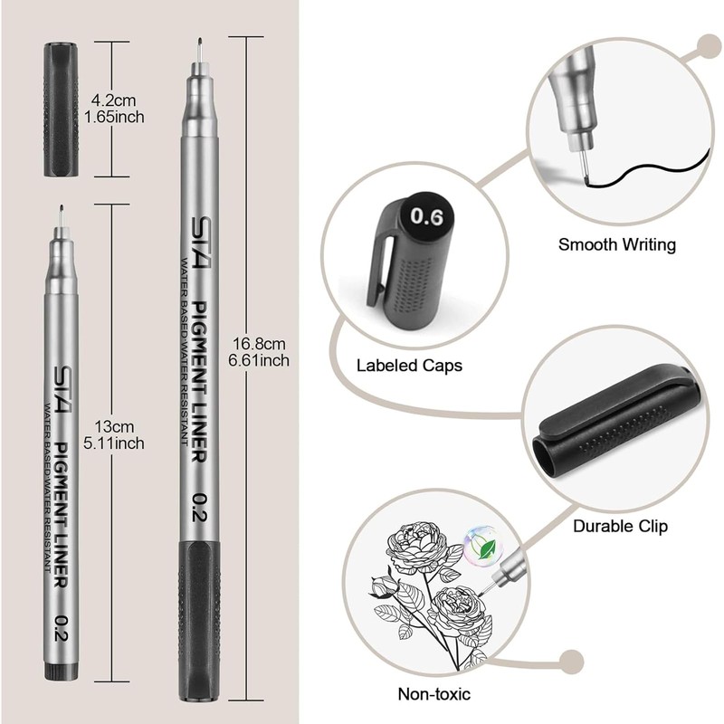 beupro Fineliner, black pigment liner micro tekenpennen for schetsen van