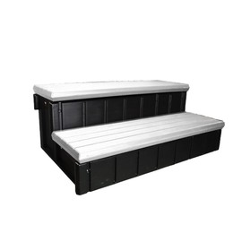 Confer Plastics Two Tier 36" Wide Deluxe Hot Tub Step. Non-Skid Spa Steps, Easy Installation, Sturdy, Long Lasting Upgrade to Your Space. Proudly Made in USA. - Grey