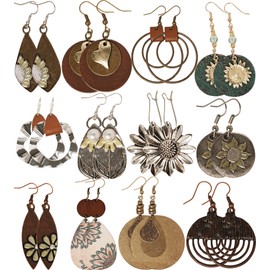 12-Pairs Boho Earrings for Women Trendy Vintage Bohemia Dangle Dangly Dangling Earings Set
