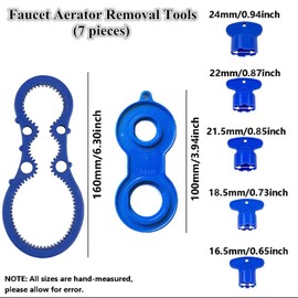 7 Pcs Faucet Aerator removal tool, Aerator Key, Faucet wrench with Aerator Shell Removal Tool, Replacement Cache Aerators for Sink M 16.5, 18.5, 21.5, 24 mm Tap Aerators Flow Restrictor