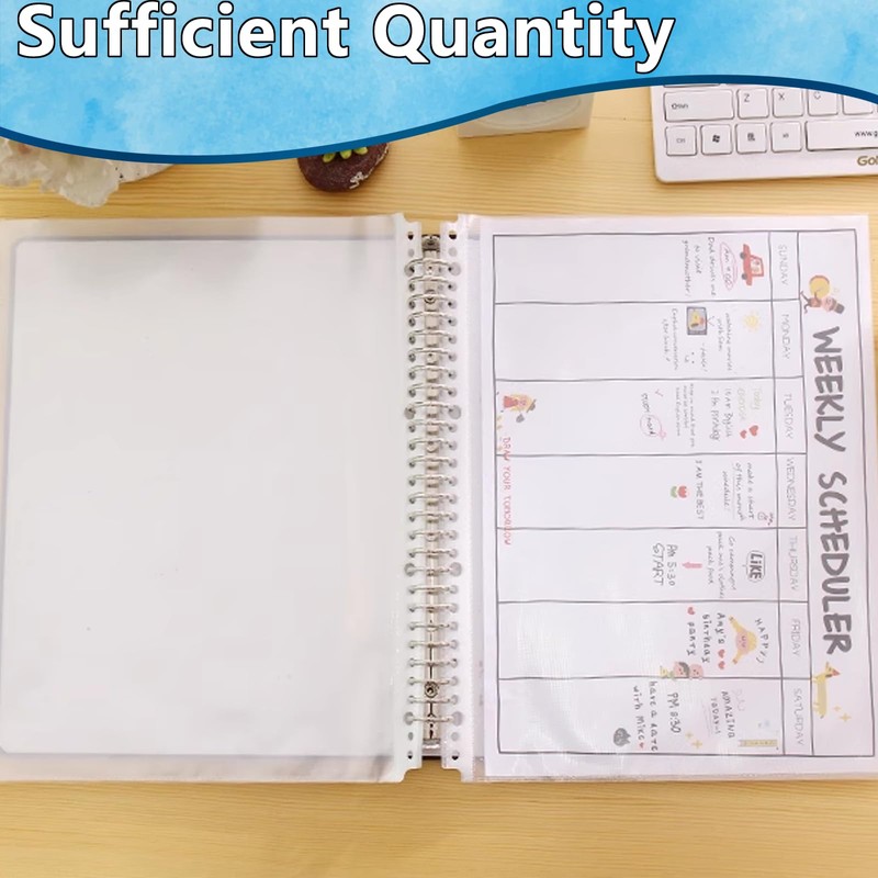 100 Pcs A5 Punched Pockets A5 Plastic Sleeves 160 Micron