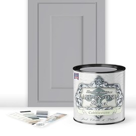 ALL-IN-ONE Paint, Durable cabinet and furniture paint. Built in primer and top coat, no sanding needed. Includes our 30 featured color card - Cobblestone (gray), Quart