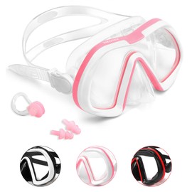 HIKOTEY Unisex Diving Mask with Anti-Fog, Leak-proof and UV Protection, Diving Glasses with Ear Plugs & Nose Clip, Large Field of View, Swimming Goggles for Men, Women, Youth