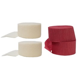 USA-Made K-Kraft Maroon Burgundy and White Vanilla Crepe Paper Streamers