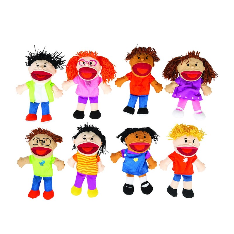 Fun Express Hand Puppets for Kids - 8 Multicultural Plush