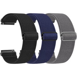 GloryFit Smart Watch Bands, 22mm Elastic Nylon Watch Straps for GloryFit T80 T70 T60 T50 P99 P98 Smartwatch, Replacement Wristband Adjustable Sport Straps Fabric Breathable Lightweight (Black+Blue+Grey)