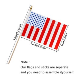 TSMD USA Civil Peace Stick Flag Small Mini Handheld American Peace Flags,5x8 Inch,12 Pack