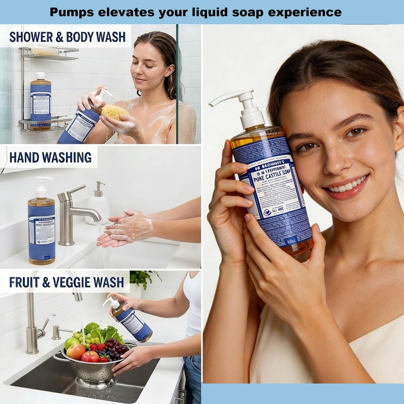 Soap Dispenser Pump Compatible with Dr. Bronner Soap, 32oz Bottles,
