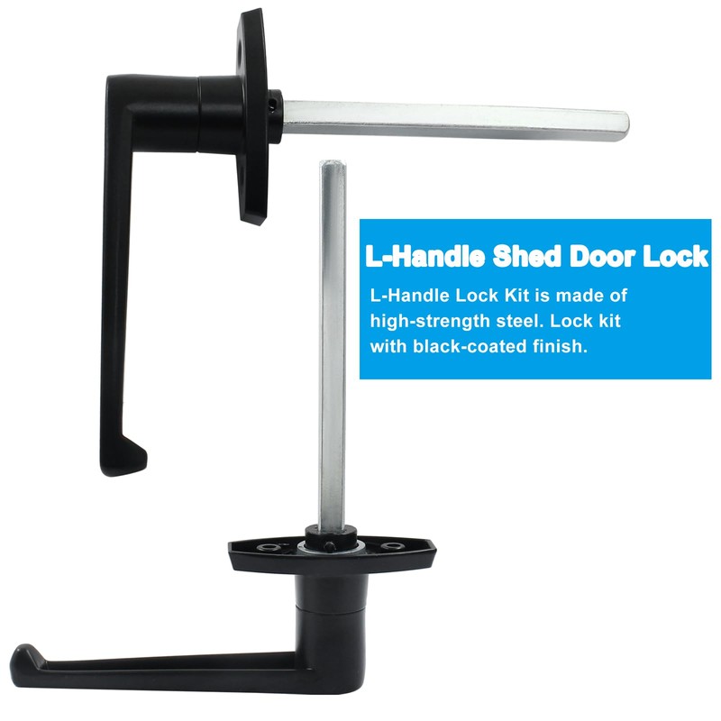 Luomorgo Shed Door Latch L-Handle Lock Kit with 2 Keys,